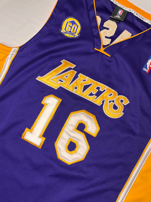 (2XL) Adidas Lakers Pau Gasol Jersey